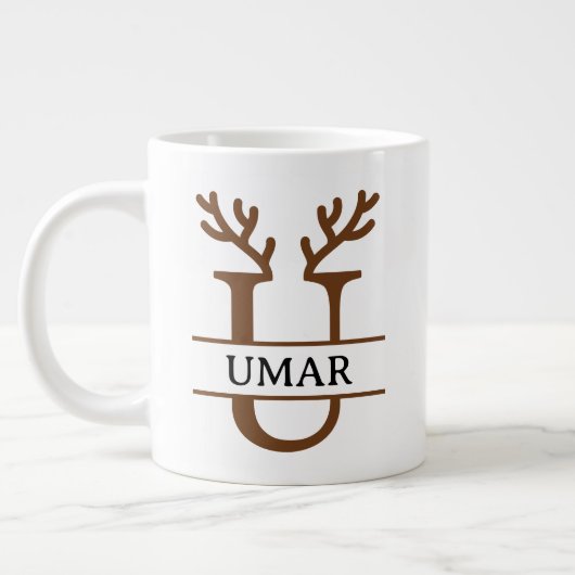 Christmas Reindeer holiday Mug, Custom winter  Jumbo-Tasse (Links)