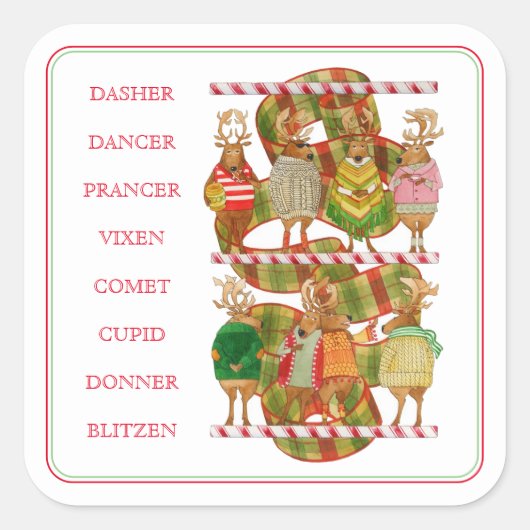 CHRISTMAS REINDEER Large Square Stickers (Vorderseite)