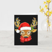 Christmas Reindeer Lights Gles Santa Hat Deer Xmas Karte (Gelbe Blume)