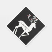 Christmas Reindeer Merry Black Paper Serviette (Ecke)