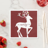 Christmas Reindeer Merry Burgundy Serviette (Beispiel)