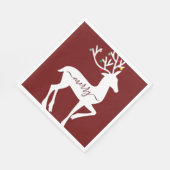 Christmas Reindeer Merry Burgundy Serviette (Ecke)