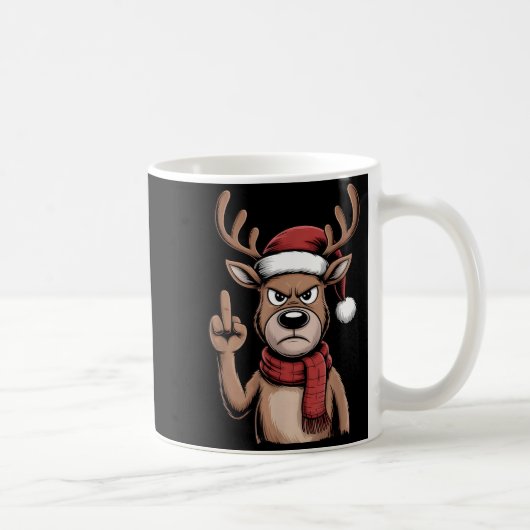 Christmas Reindeer Middle Finger Sarcastic Xmas Fu Kaffeetasse (Rechts)