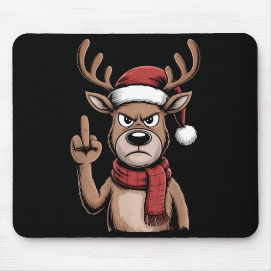 Christmas Reindeer Middle Finger Sarcastic Xmas Fu Mousepad (Vorne)