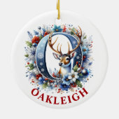 Christmas Reindeer Monogram Letter O Custom Name Keramik Ornament (Hinten)