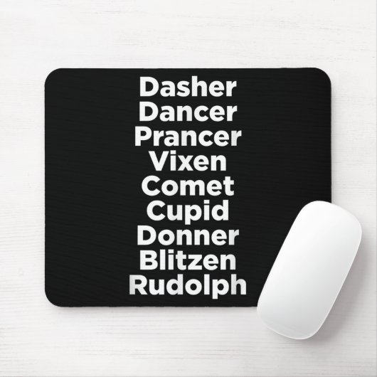 Christmas Reindeer Names - Uni-adults, Black, Smal Mousepad (Mit Mouse)
