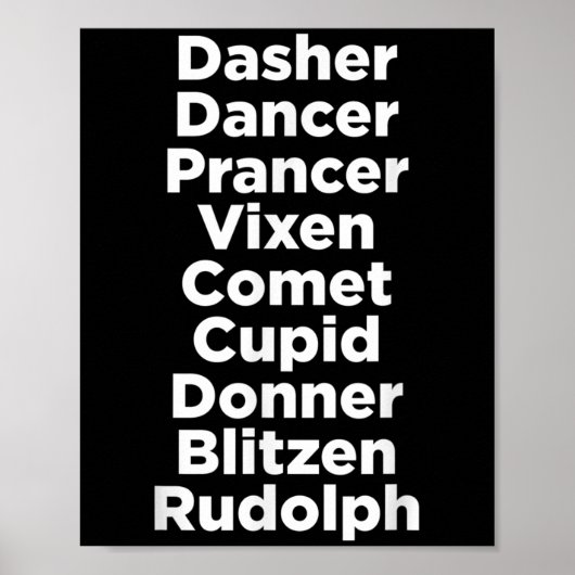 Christmas Reindeer Names - Uni-adults, Black, Smal Poster (Vorne)