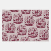 Christmas Reindeer Nordic Folk Art Scandinavian Geschenkpapier Set (Vorderseite)