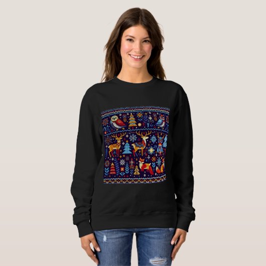 Christmas Reindeer Nordic Pattern Sweatshirt (Vorne ganz)