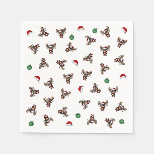 Christmas Reindeer Paper Napkin Serviette (Vorderseite)