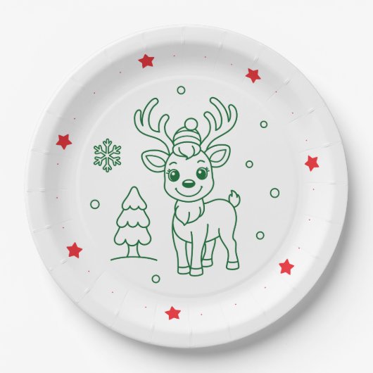 Christmas Reindeer Pappteller (Vorderseite)