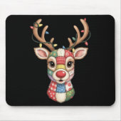 Christmas Reindeer Patchwork Men Women Kids Cute R Mousepad (Vorne)