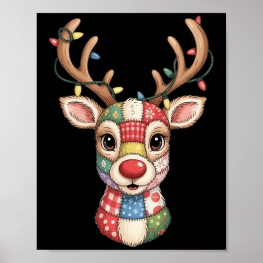 Christmas Reindeer Patchwork Men Women Kids Cute R Poster (Vorne)