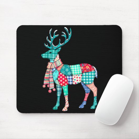 Christmas Reindeer Patchwork Reindeer Men Women Ki Mousepad (Mit Mouse)