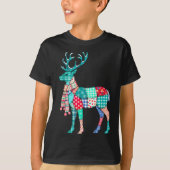Christmas Reindeer Patchwork Reindeer Men Women Ki T-Shirt (Vorderseite)