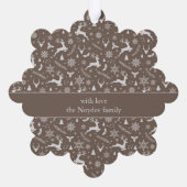 Christmas Reindeer Pattern Brown with Text Ornament Karte (Rückseite)