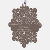 Christmas Reindeer Pattern Brown with Text Ornament Karte (Linke Ecke)