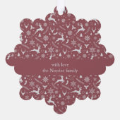 Christmas Reindeer Pattern Red with Text Ornament Karte (Rückseite)