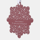 Christmas Reindeer Pattern Red with Text Ornament Karte (Linke Ecke)