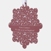 Christmas Reindeer Pattern Red with Text Ornament Karte (Linke Ecke)