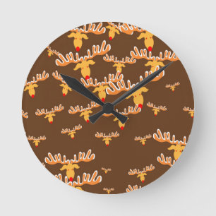Christmas reindeer pattern runde wanduhr