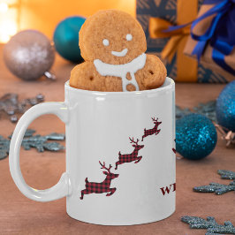 Christmas Reindeer Red Black Buffalo Karierter Kar Tasse