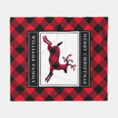 Christmas Reindeer Red Buffalo Karierter Individue Fleecedecke (Vorderseite (Horizontal))