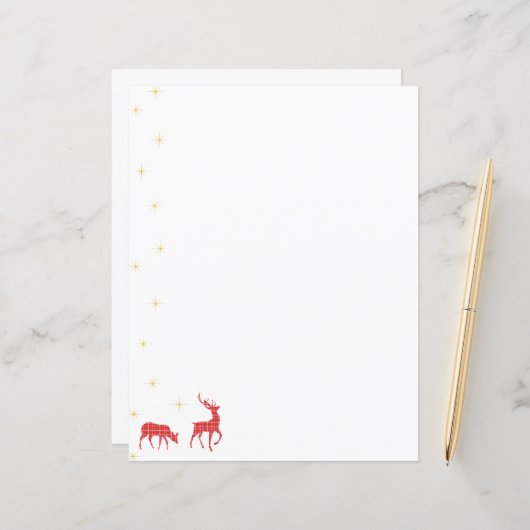 Christmas Reindeer Red Green Twill Kariertes Muste (Vorderseite/Rückseite Beispiel)