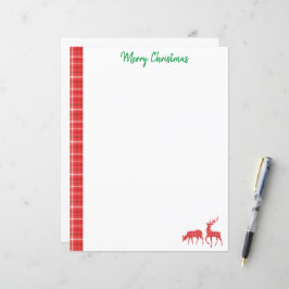 Christmas Reindeer Red Green Twill Kariertes Muste