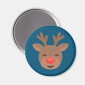 Christmas Reindeer Rudolf auf Blue Magnet (Vorderseite/Rückseite)