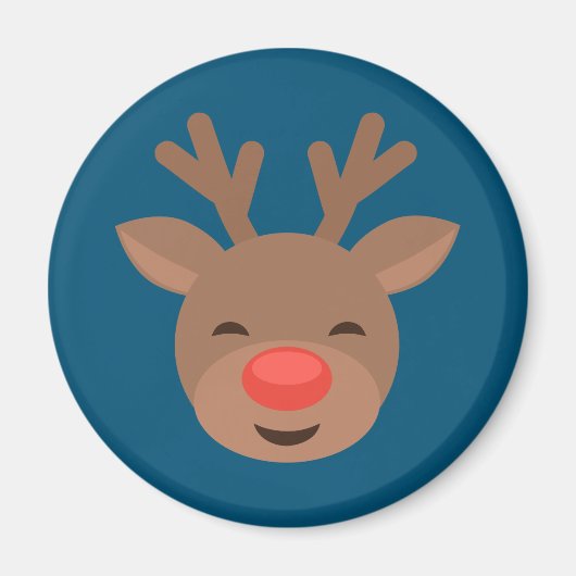 Christmas Reindeer Rudolf auf Blue Magnet (Vorne)