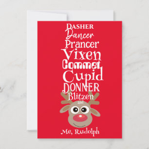 Christmas Reindeer Rudolph Fun Niedlich Red Feiertagskarte