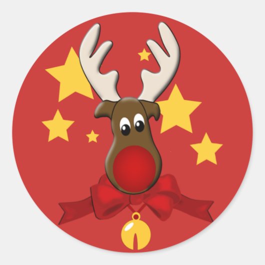 Christmas Reindeer Rudolph Sticker (Vorderseite)