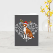 Christmas Reindeer Santa Hat Basenji Lovers Xmas Karte (Gelbe Blume)