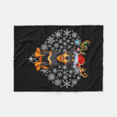 Christmas Reindeer Santa Hat Rottweiler Lovers Xma Fleecedecke (Vorderseite (Horizontal))