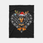 Christmas Reindeer Santa Hat Rottweiler Lovers Xma Fleecedecke (Vorderseite)