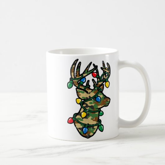 Christmas Reindeer Silhouette Camo Xmas Lights Men Kaffeetasse (Rechts)