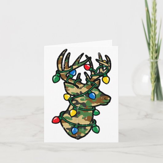 Christmas Reindeer Silhouette Camo Xmas Lights Men Karte (Vorderseite)