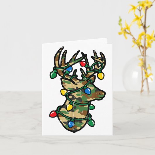 Christmas Reindeer Silhouette Camo Xmas Lights Men Karte (Gelbe Blume)