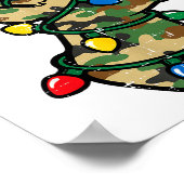 Christmas Reindeer Silhouette Camo Xmas Lights Men Poster (Ecke)
