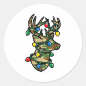 Christmas Reindeer Silhouette Camo Xmas Lights Men Runder Aufkleber (Vorderseite)