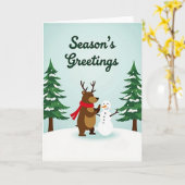 Christmas Reindeer Snowman Karte (Gelbe Blume)