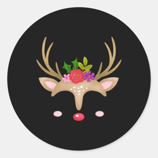 Christmas Reindeer T Shirt Runder Aufkleber (Vorderseite)