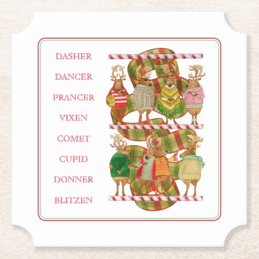 CHRISTMAS REINDEER Ticket Form Paper Untersetzer (Vorderseite)