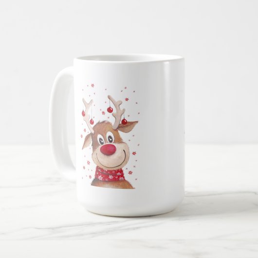 Christmas reindeer Two-Tone coffee mug Kaffeetasse (Vorderseite Links)