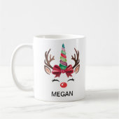 Christmas Reindeer Unicorn Horn Face Kaffeetasse (Links)