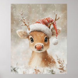 Christmas Reindeer Wall Art Poster