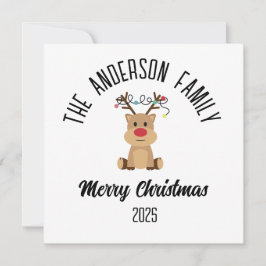 Christmas Reindeer With Lights Personalized Name Feiertagskarte