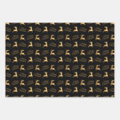Christmas Reindeers on Navy Blue, Black and White Geschenkpapier Set (Vorderseite 2)