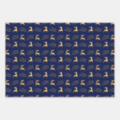 Christmas Reindeers on Navy Blue, Black and White Geschenkpapier Set (Vorderseite)